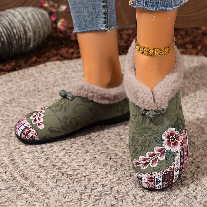 Women’s Warm Floral Winter Ankle Boots – Cozy, Lightweight & Non-Slip Everyday Shoes