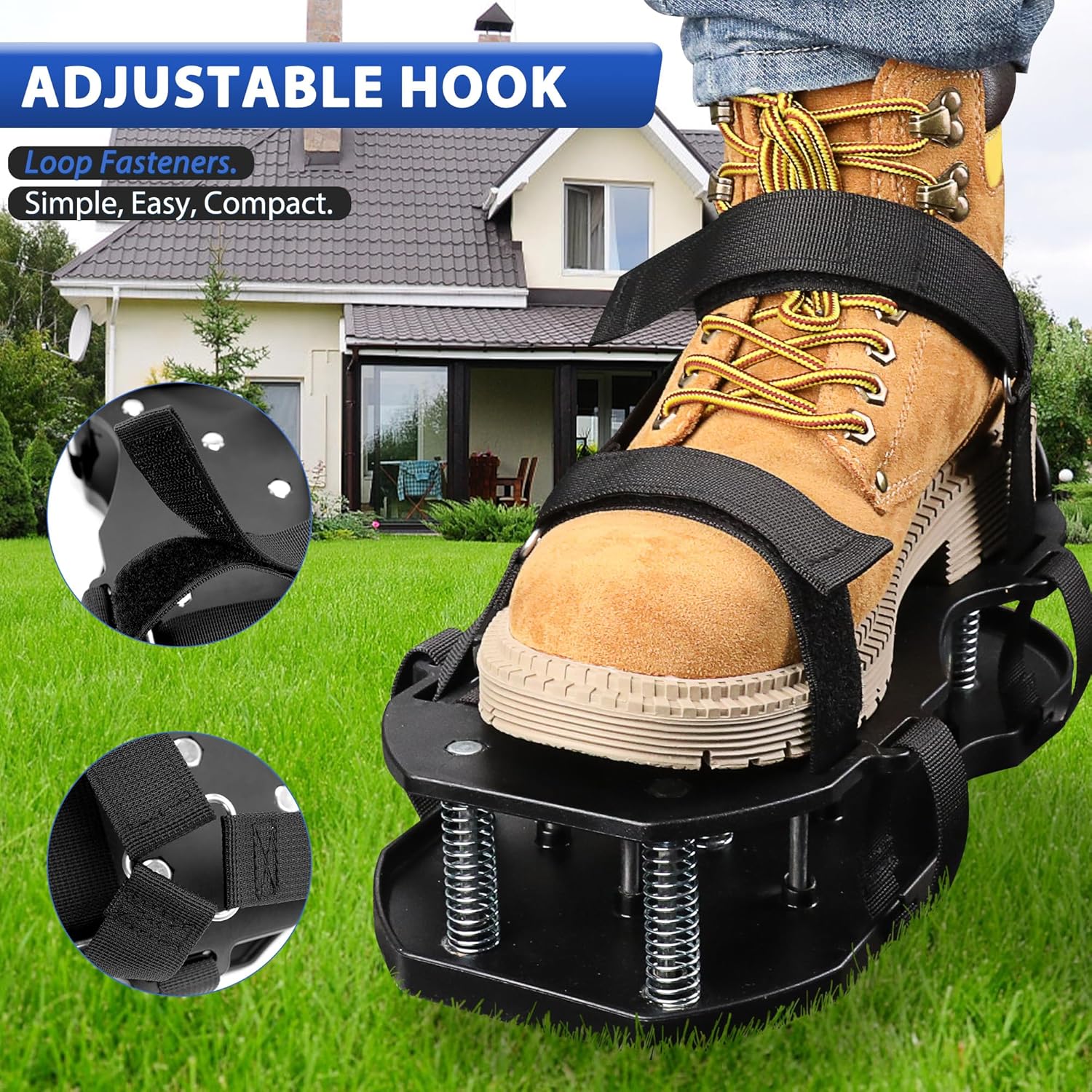 Lawn Aerator Shoes Garden Grass Aerator Spiked Sandals with 26 Spikes and Adjustable Straps Lawn Scarifier for Effectively Aerating Lawn Soil