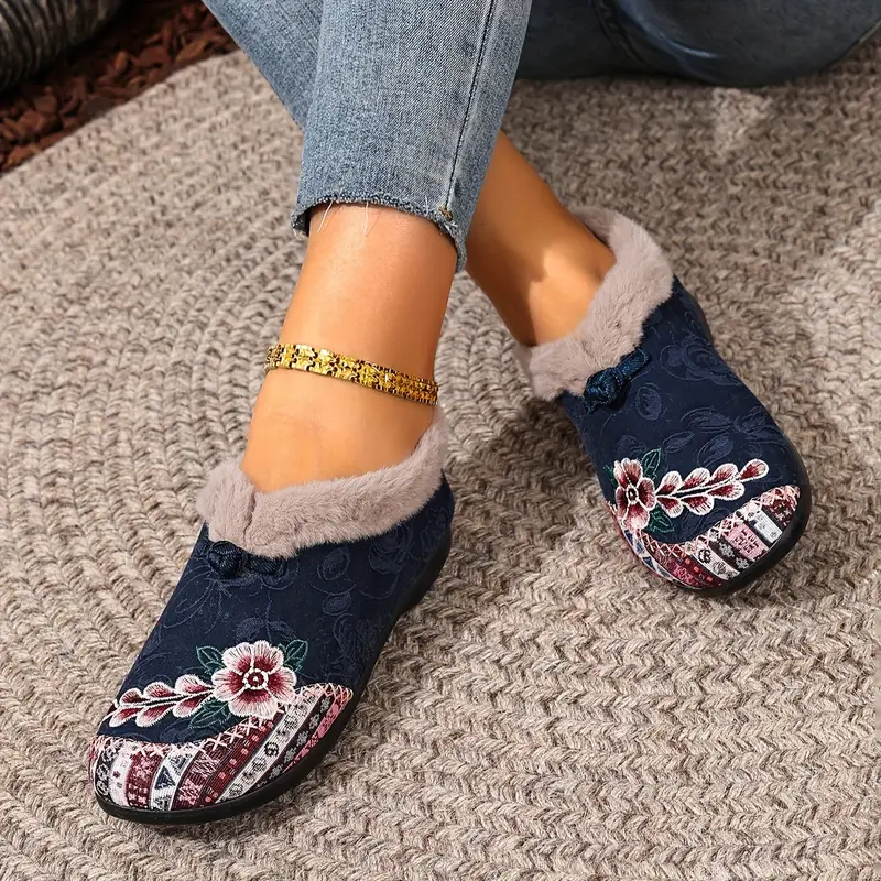 Women’s Warm Floral Winter Ankle Boots – Cozy, Lightweight & Non-Slip Everyday Shoes
