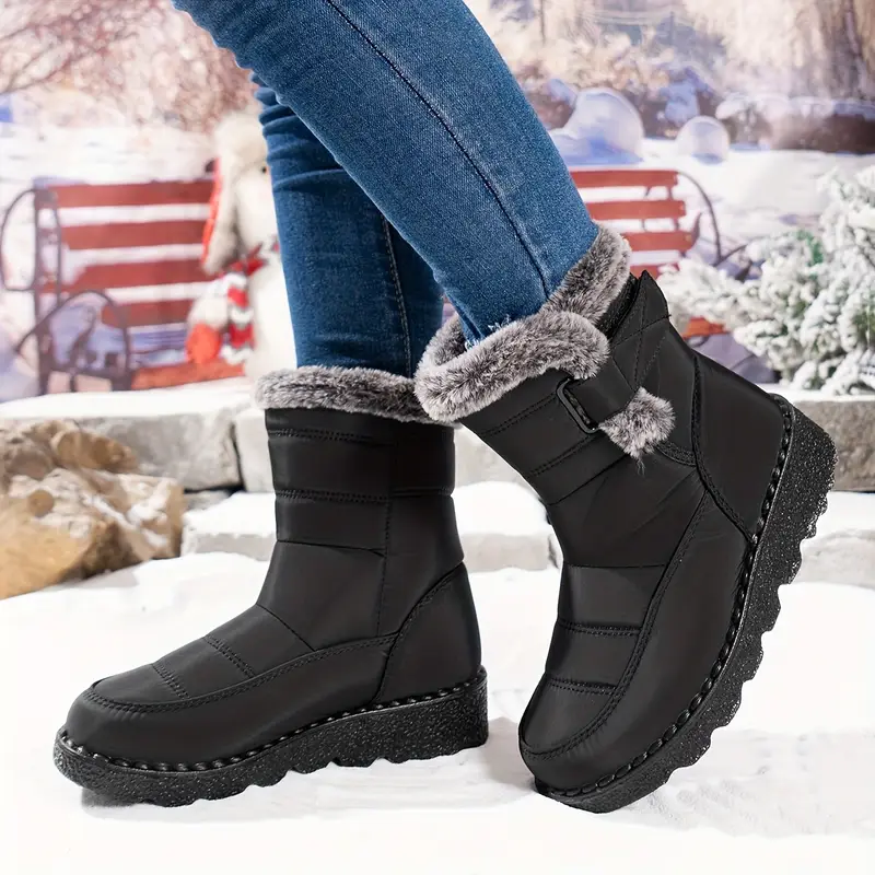 Women’s Winter Fur-Lined Snow Boots – Warm, Waterproof & Non-Slip Ankle Boots for Cold Weather
