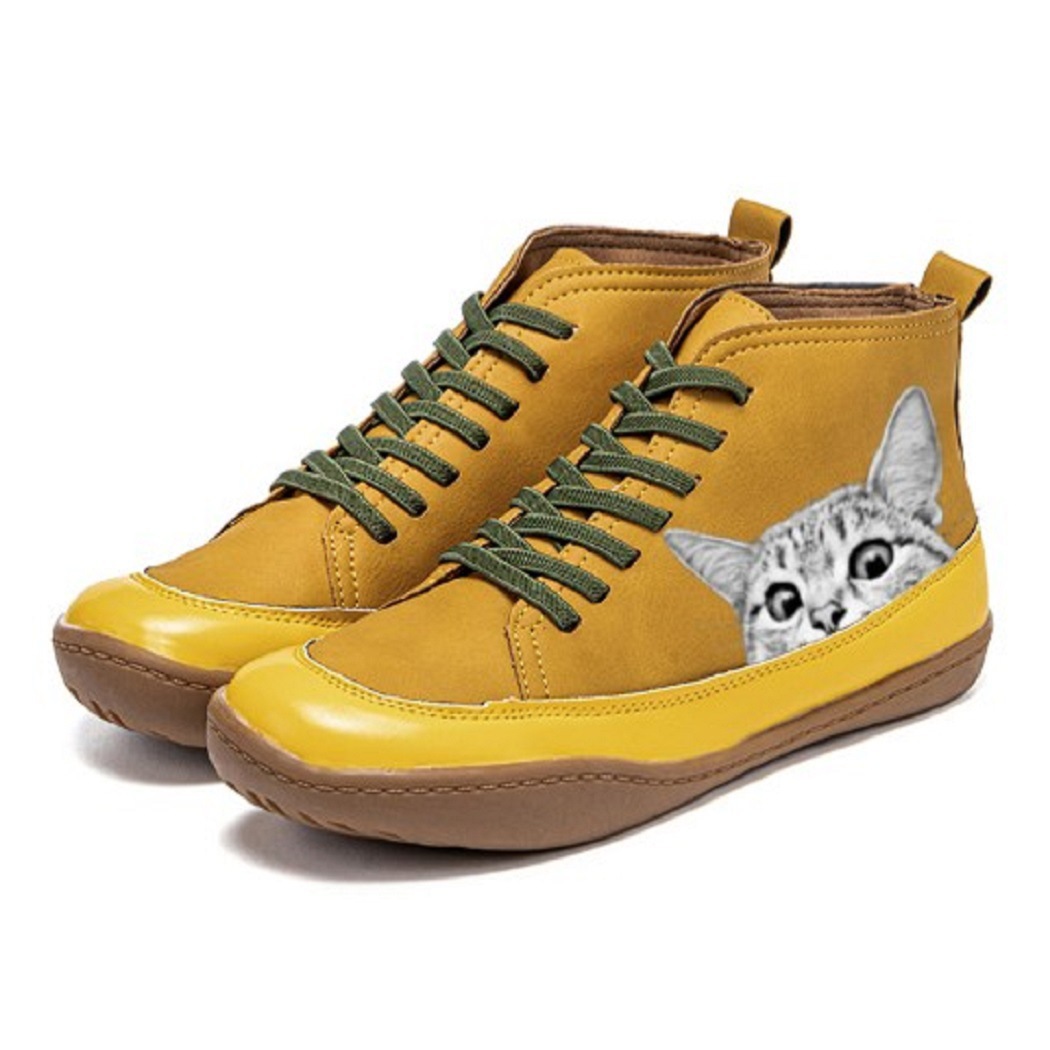 Women’s Vintage Cat Boots – Cute Retro Ankle Boots