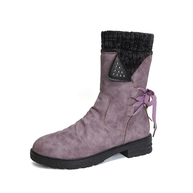 Women’s Vintage Mid-Calf Boots – Comfortable Outdoor Boots with Non-Slip Sole