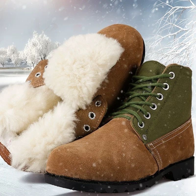 Unisex Leather Farm & Ranch Boots – Waterproof Wool-Lined Winter Boots for Outdoor Work