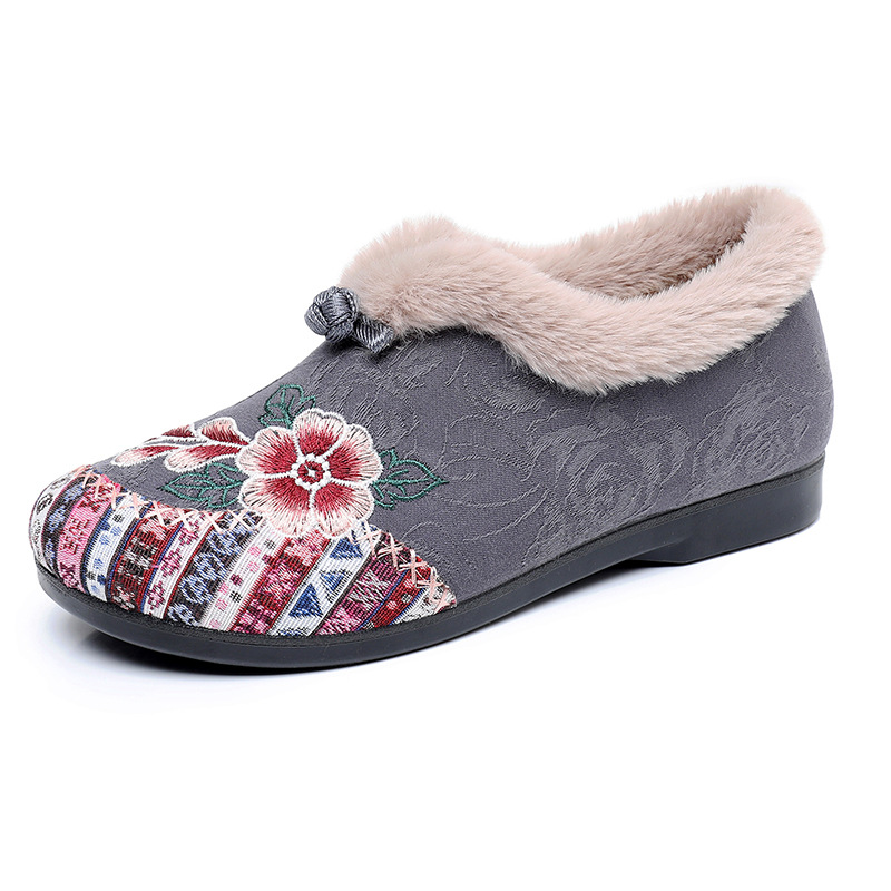 Women’s Warm Floral Embroidered Winter Shoes – Cozy, Lightweight & Non-Slip Everyday Shoes