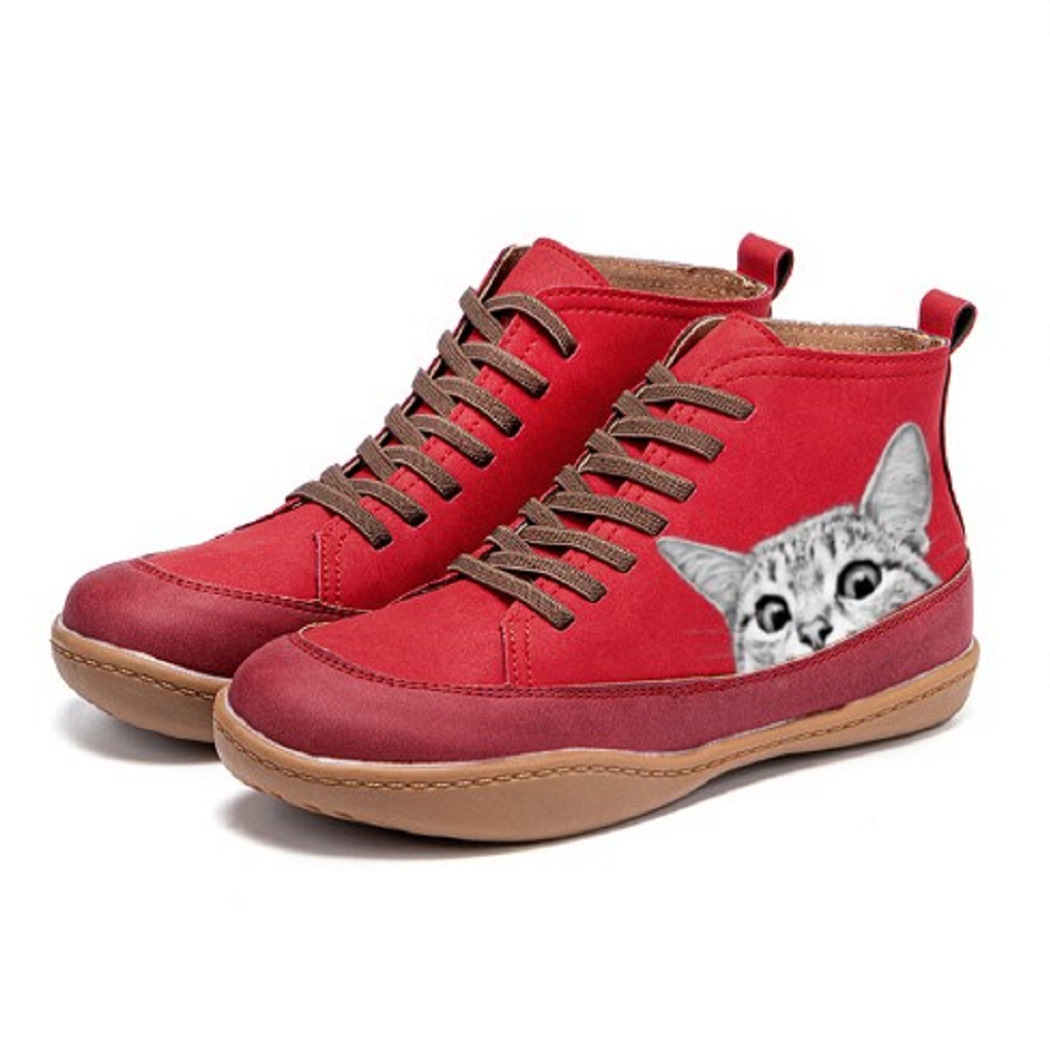Women’s Vintage Cat Boots – Cute Retro Ankle Boots