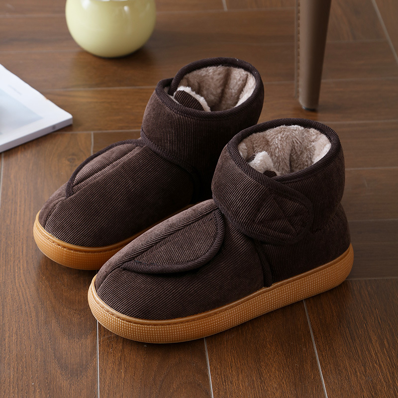 Women’s Fully Opening Velcro Shoes – Warm Plush-Lined Winter Shoes with a Non-Slip Supportive Sole