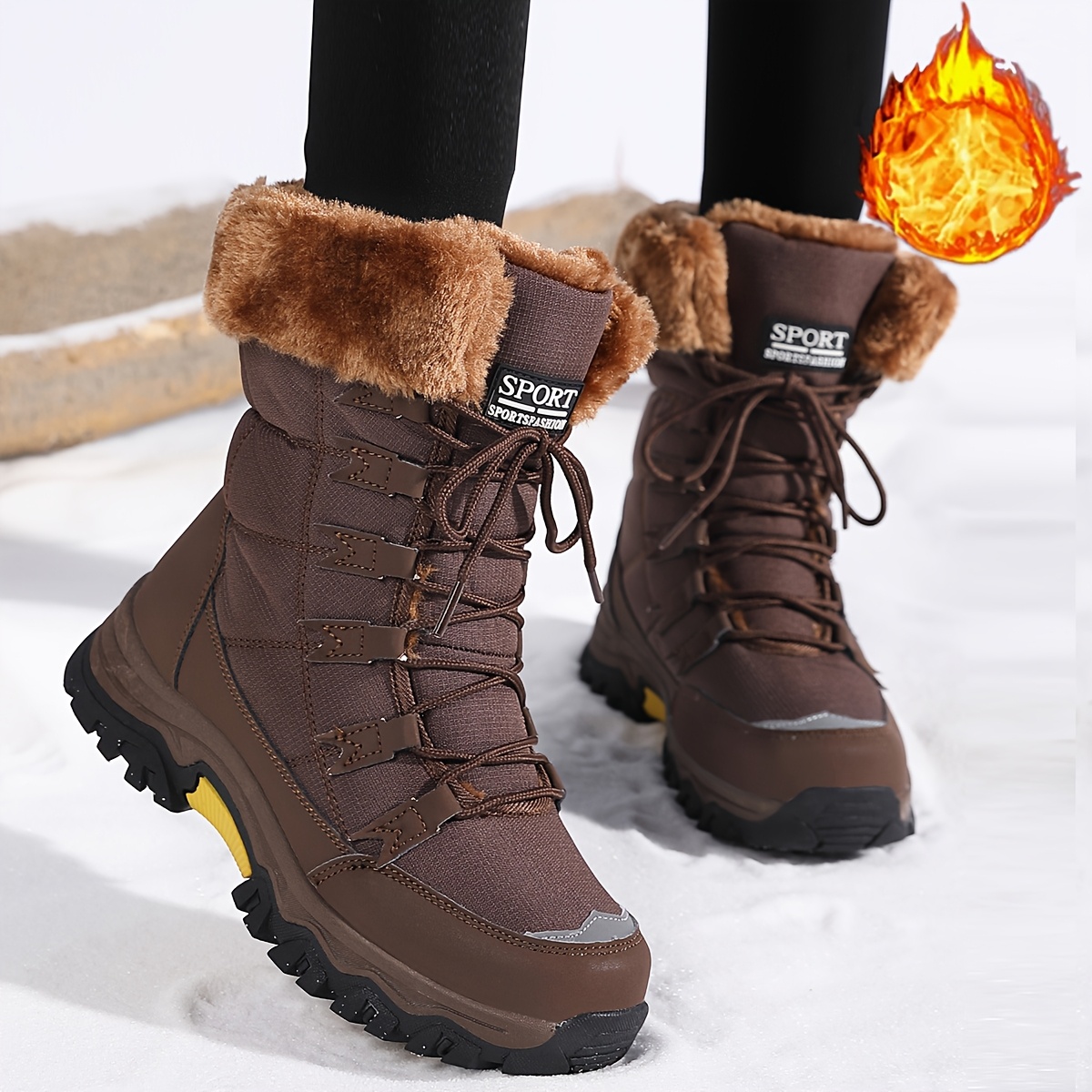 Women’s Waterproof Fur-Lined Winter Snow Boots – Anti-Slip, Warm, All-Weather Outdoor Cold-Protection Footwear
