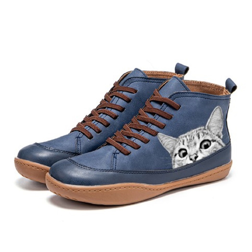 Women’s Vintage Cat Boots – Cute Retro Ankle Boots