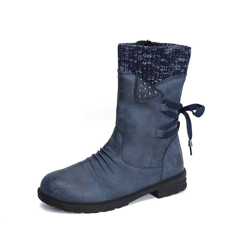 Women’s Vintage Mid-Calf Boots – Comfortable Outdoor Boots with Non-Slip Sole