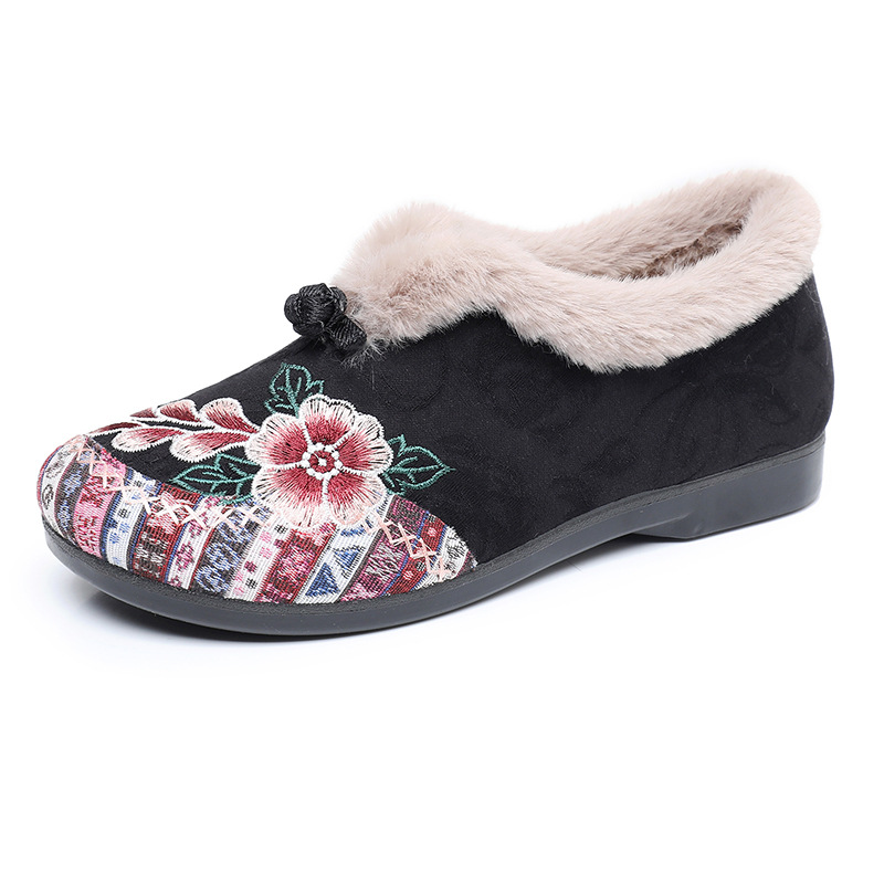 Women’s Warm Floral Embroidered Winter Shoes – Cozy, Lightweight & Non-Slip Everyday Shoes