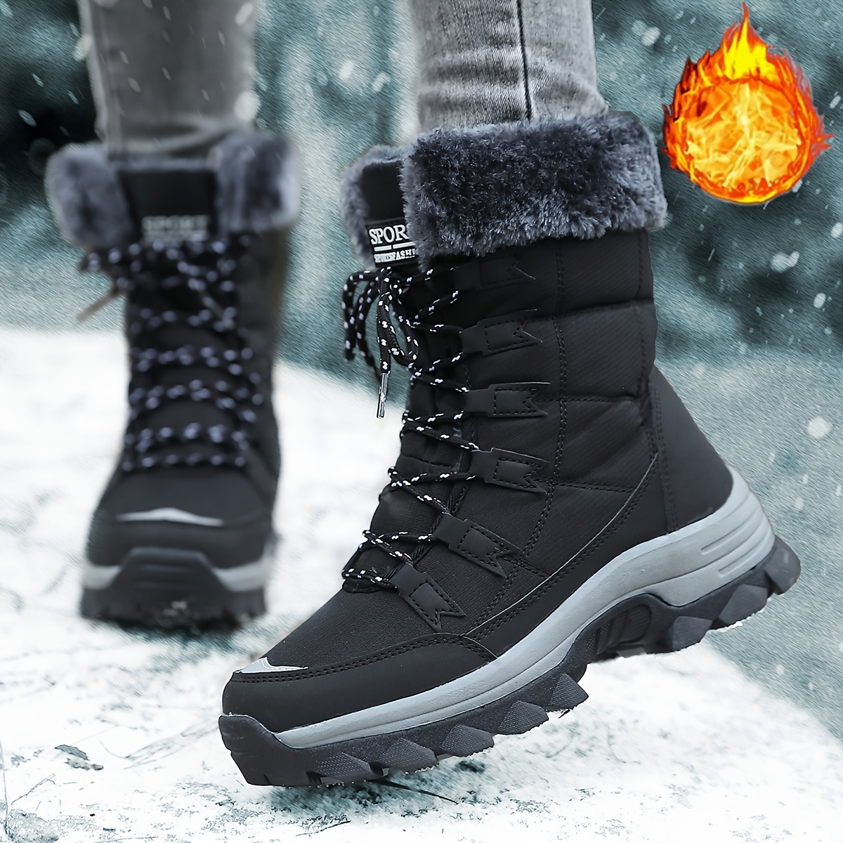Women’s Waterproof Fur-Lined Winter Snow Boots – Anti-Slip, Warm, All-Weather Outdoor Cold-Protection Footwear