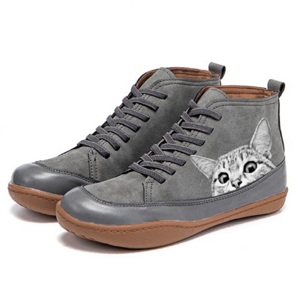 Women’s Vintage Cat Boots – Cute Retro Ankle Boots