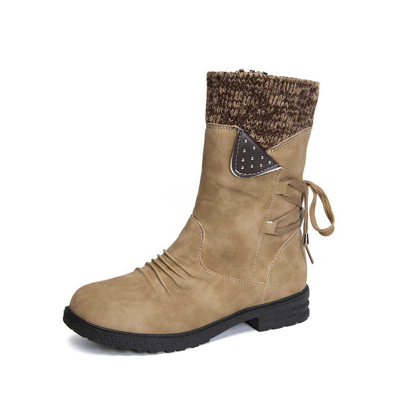 Women’s Vintage Mid-Calf Boots – Comfortable Outdoor Boots with Non-Slip Sole