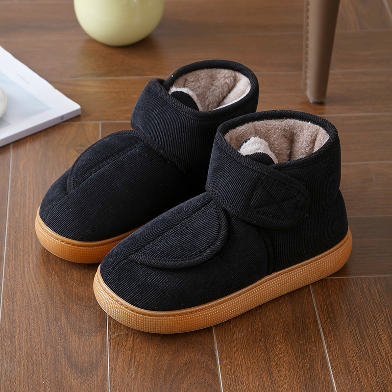 Women’s Fully Opening Velcro Shoes – Warm Plush-Lined Winter Shoes with a Non-Slip Supportive Sole
