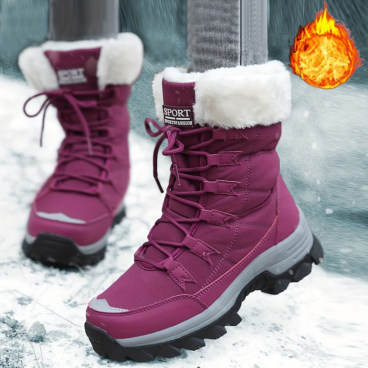 Women’s Waterproof Fur-Lined Winter Snow Boots – Anti-Slip, Warm, All-Weather Outdoor Cold-Protection Footwear