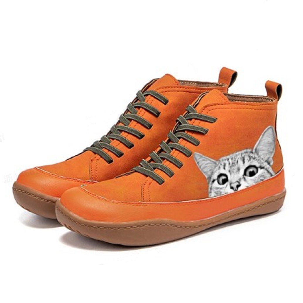 Women’s Vintage Cat Boots – Cute Retro Ankle Boots