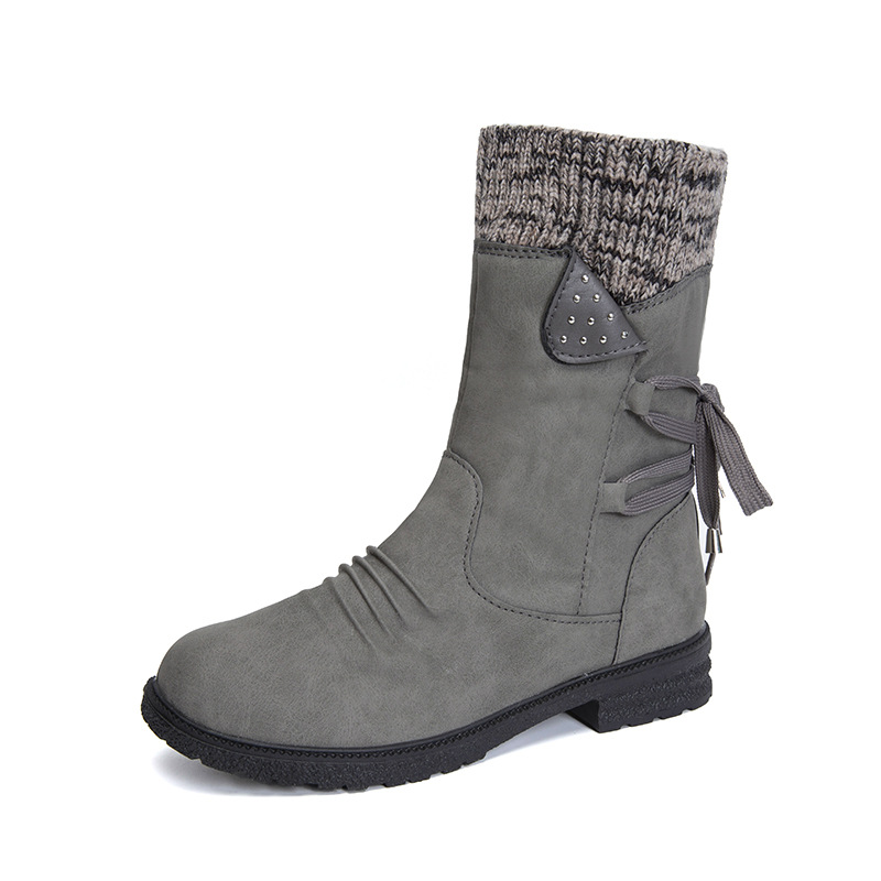 Women’s Vintage Mid-Calf Boots – Comfortable Outdoor Boots with Non-Slip Sole