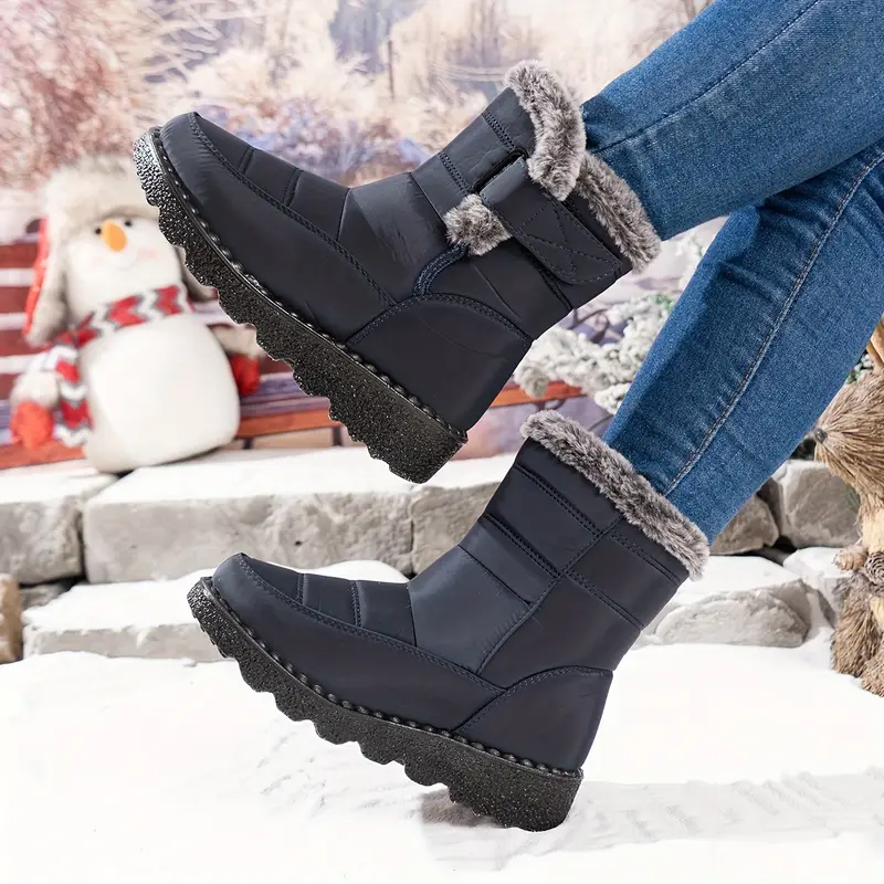 Women’s Winter Fur-Lined Snow Boots – Warm, Waterproof & Non-Slip Ankle Boots for Cold Weather