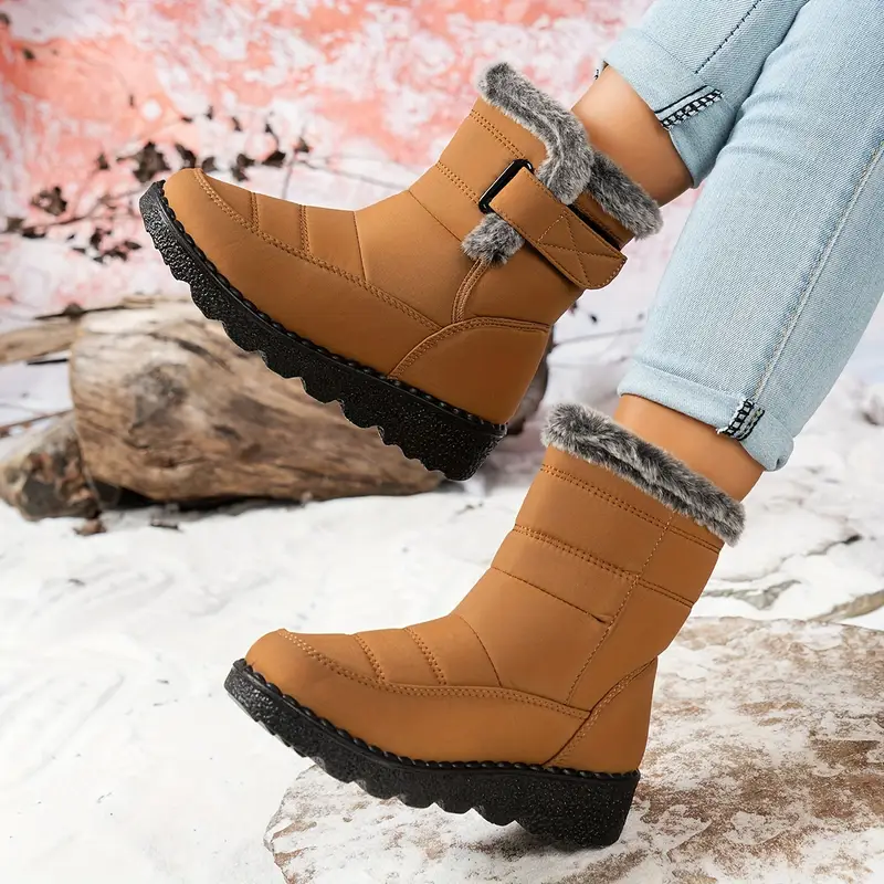 Women’s Winter Fur-Lined Snow Boots – Warm, Waterproof & Non-Slip Ankle Boots for Cold Weather