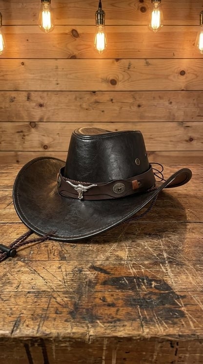 🔥Last Day 49% OFF🤠Daisy’s Premium Handcrafted Leather Cattleman Hat – Authentic Western Outback Style 🤠🌵