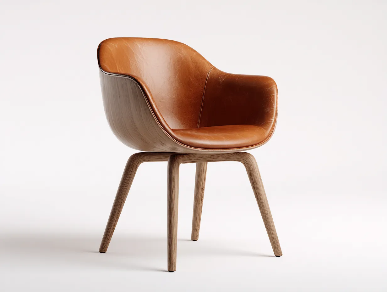 Sillas de comedor tapizadas de cuero sintético con patas de madera 58x55x82 cm - marrón - diseño moderno-Sofagetshop