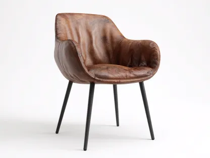 Sillas de comedor tapizadas de cuero sintético con patas metálicas 60x58x85 cm - marrón-negro - diseño moderno-Sofagetshop