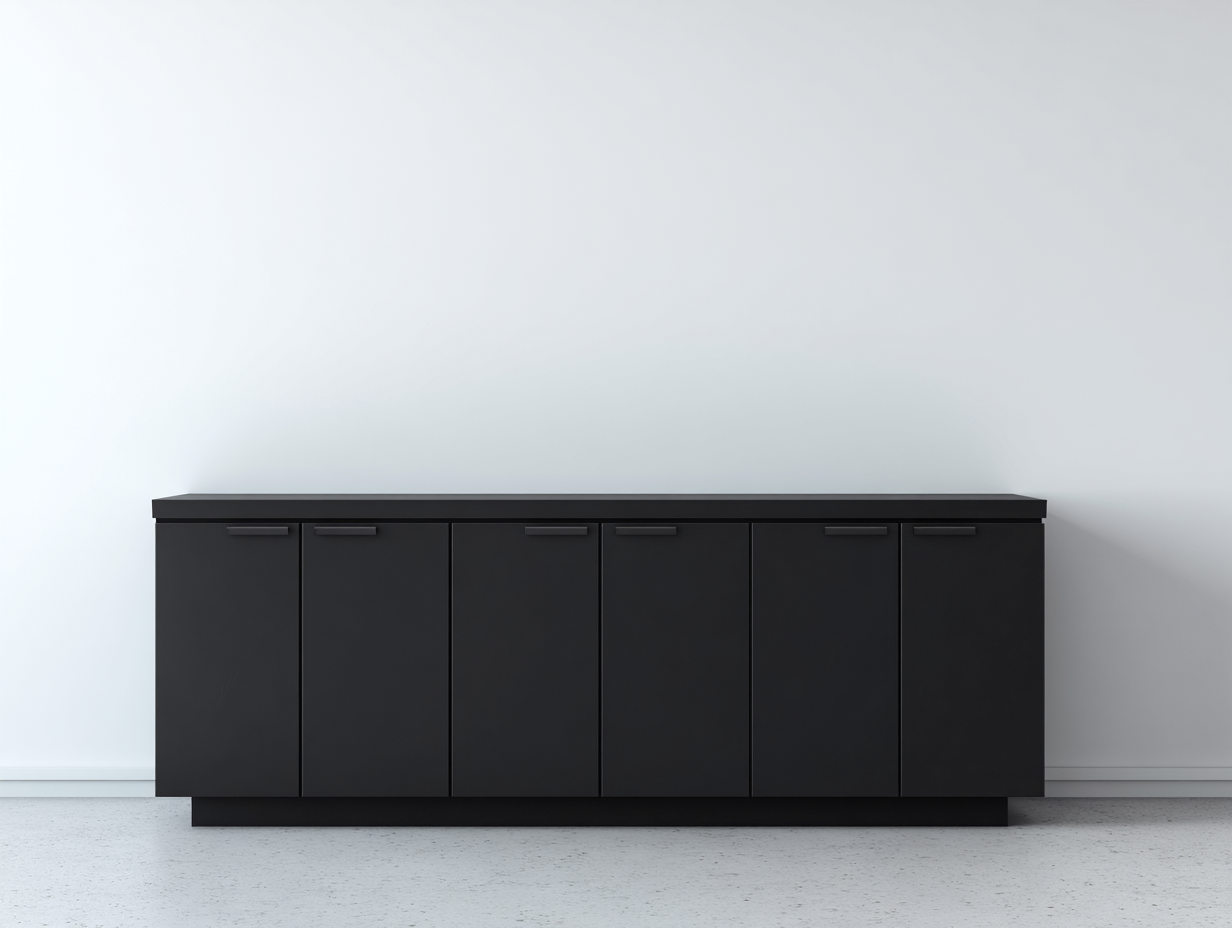 Mueble recibidor de madera con 6 puertas 180x40x80 cm - negro - diseño moderno-Sofagetshop