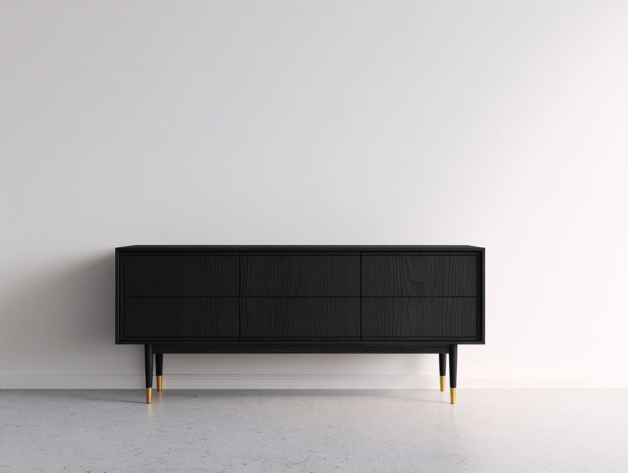 Mueble recibidor de madera con 6 cajones 160x40x75 cm - negro - diseño moderno-Sofagetshop