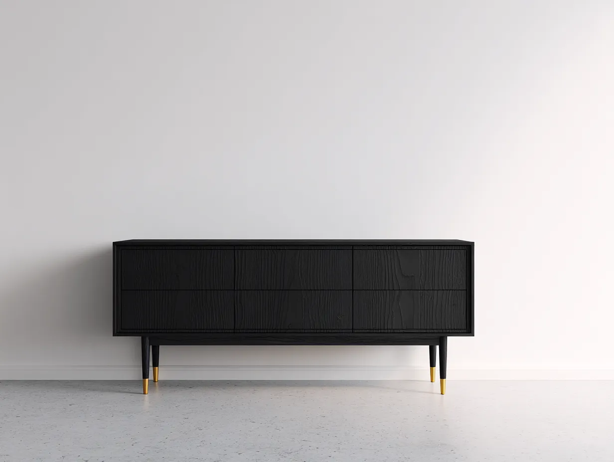 Mueble recibidor de madera con 6 cajones 160x40x75 cm - negro - diseño moderno-Sofagetshop