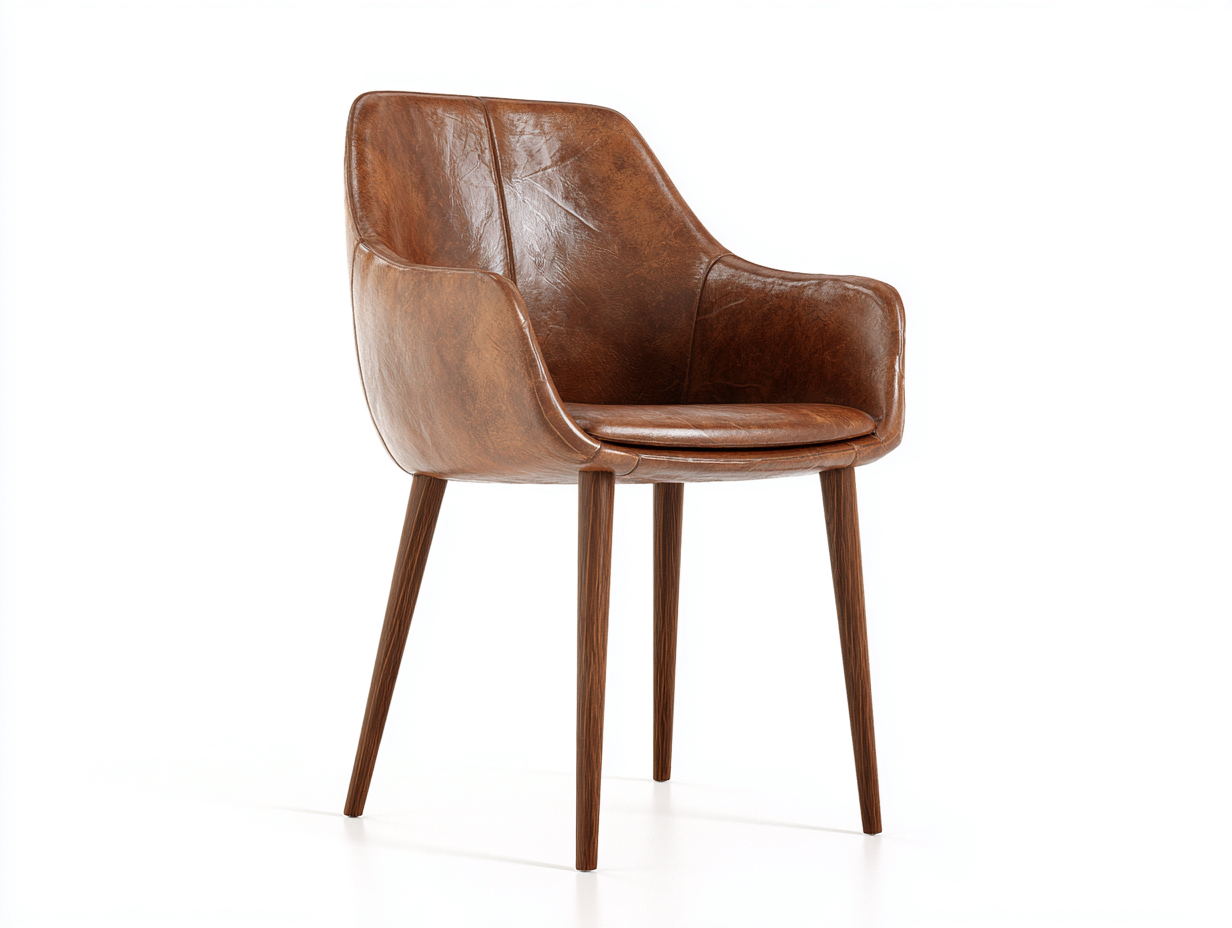 Sillas de comedor tapizada cuero sintético 56x58x84 cm marrón-madera diseño moderno asiento interior-Sofagetshop