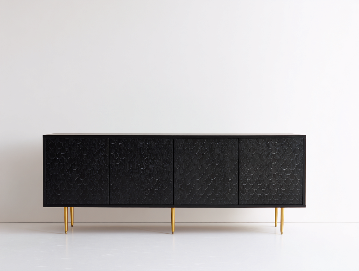 Mueble recibidor madera 180x40x75 cm - negro y dorado - estilo moderno-Sofagetshop