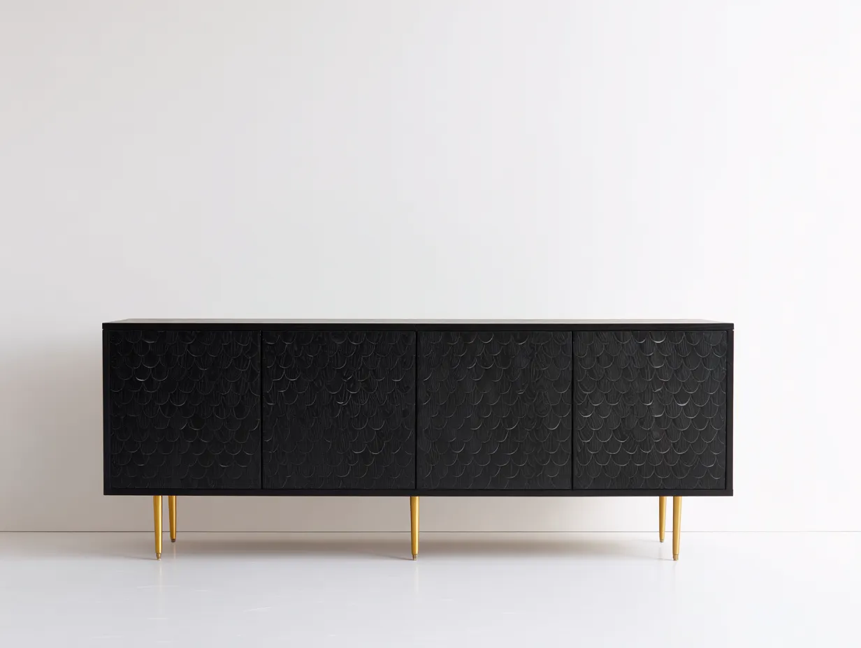 Mueble recibidor madera 180x40x75 cm - negro y dorado - estilo moderno-Sofagetshop