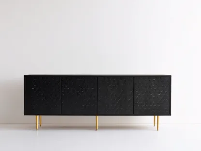 Mueble recibidor madera 180x40x75 cm - negro y dorado - estilo moderno-Sofagetshop