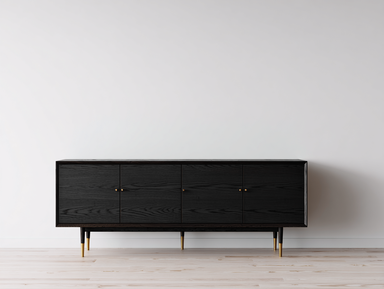 Mueble recibidor madera 200x40x75 cm - negro y dorado - estilo moderno-Sofagetshop