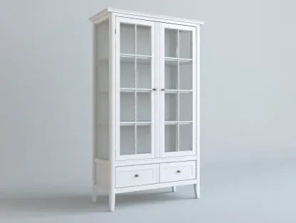 Vitrina de madera con 2 puertas de vidrio y 2 cajones 90x40x190 cm - blanco - diseño clásico-Sofagetshop