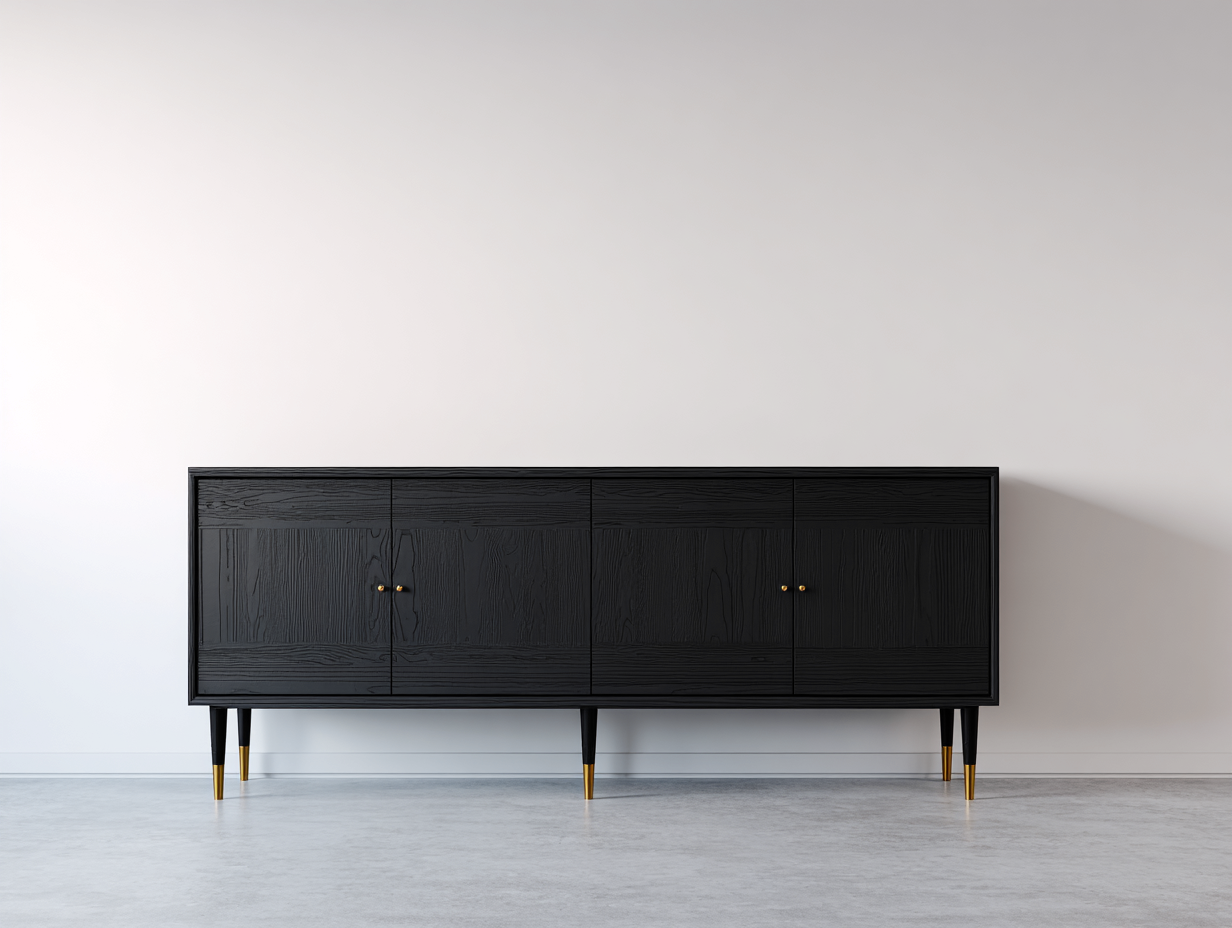 Mueble recibidor de madera con puertas 200x40x80 cm - negro - diseño moderno para entrada-Sofagetshop
