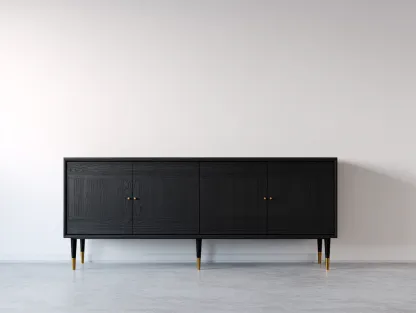 Mueble recibidor de madera con puertas 200x40x80 cm - negro - diseño moderno para entrada-Sofagetshop