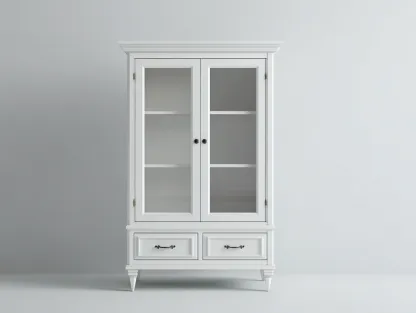 Vitrina madera con puertas de vidrio 90x45x190 cm blanco diseño clásico almacenamiento salón-Sofagetshop
