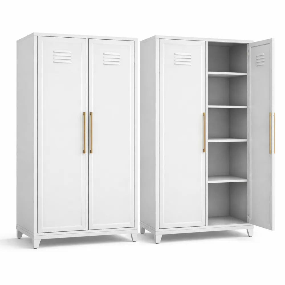 Vielseitiger Aufbewahrungsschrank mit verstellbaren Einlegeböden, 70 x 155 x 35 cm, Weiß