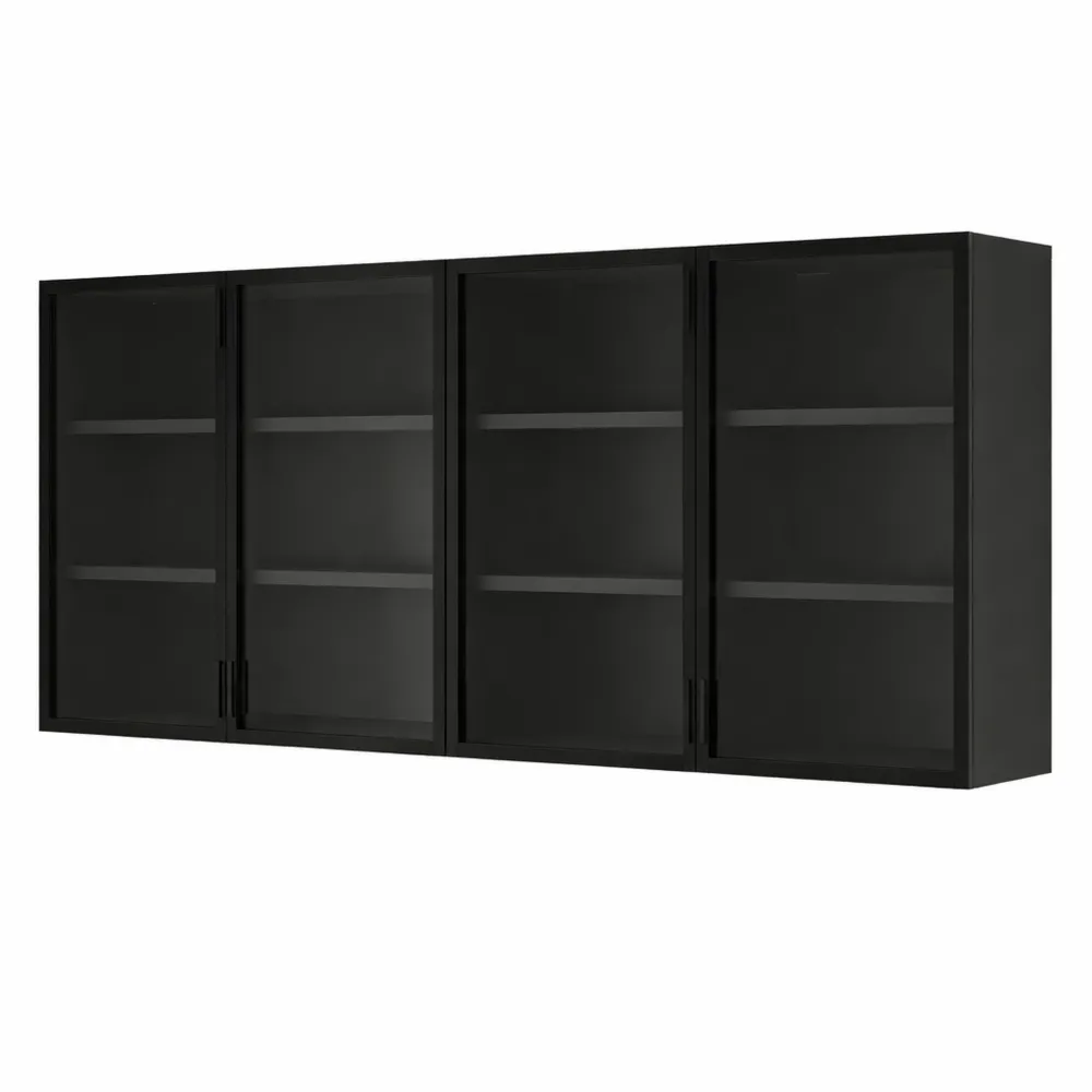Massivholz-Wandschrank mit Glastür für Küche und Bad, 140 x 30 x 60 cm