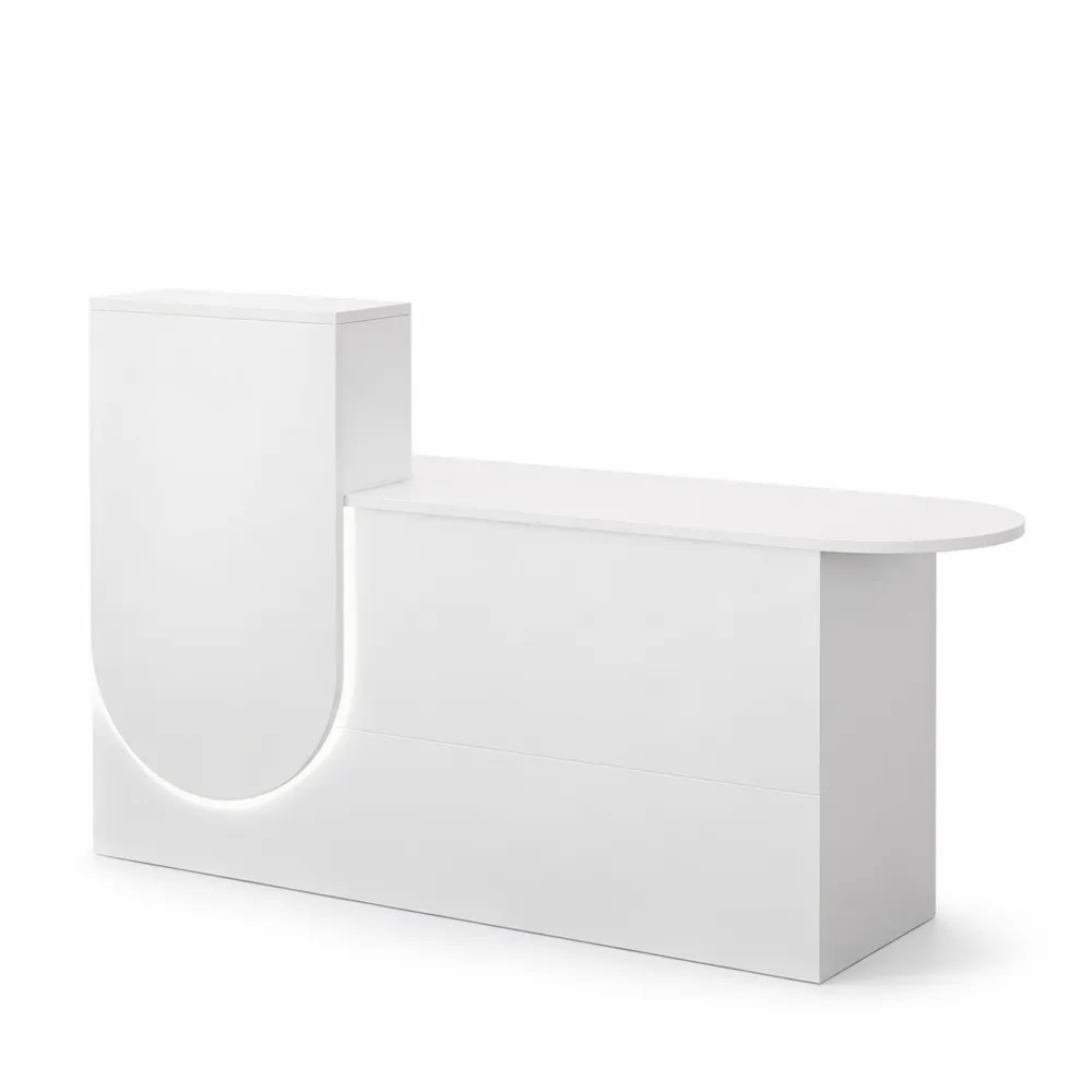 Empfangstresen in L-Form mit Schublade, platzsparend und leicht aufzubauen, 100 cm, Weiß
