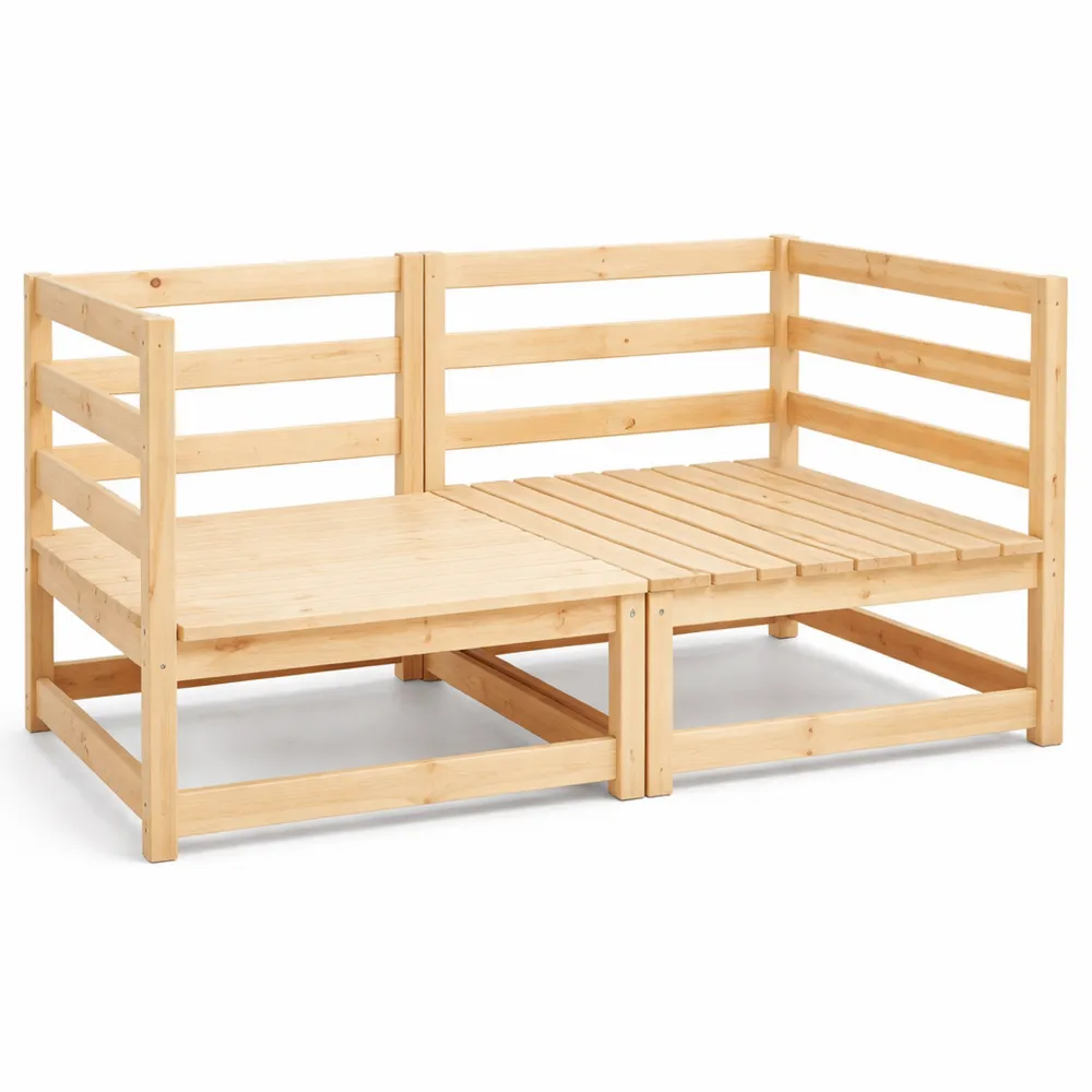 Modulare Gartensofa-Lounge aus Kiefernholz für Terrasse und Balkon