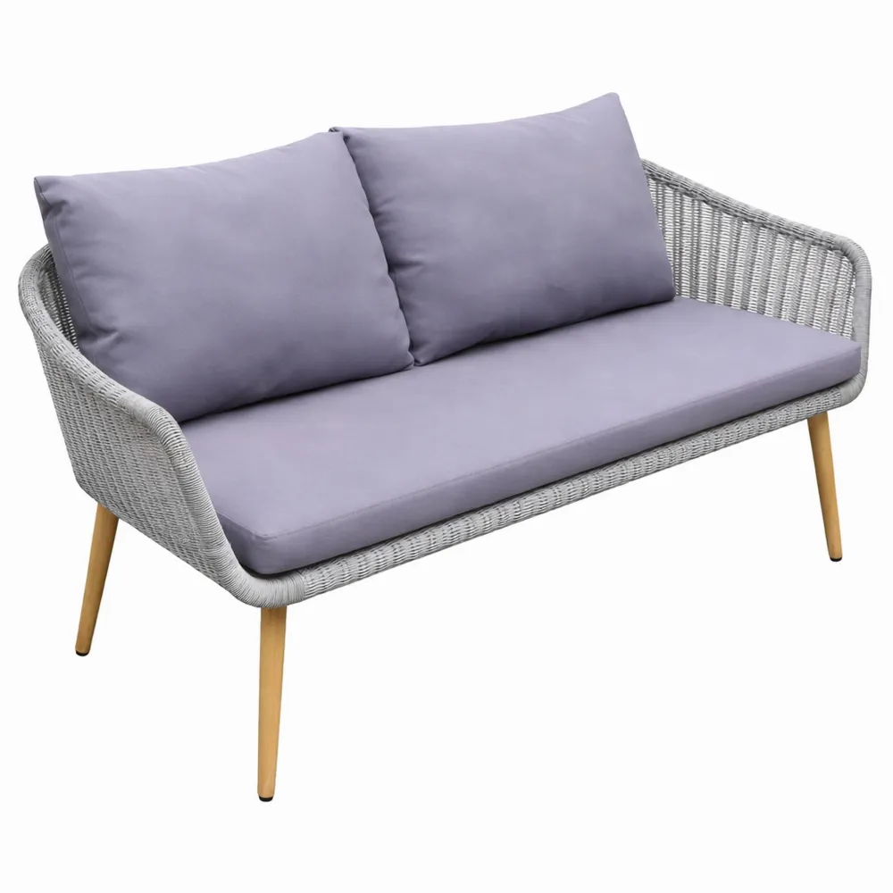 Bequemes Gartensofa aus Akazienholz und Seil für draußen