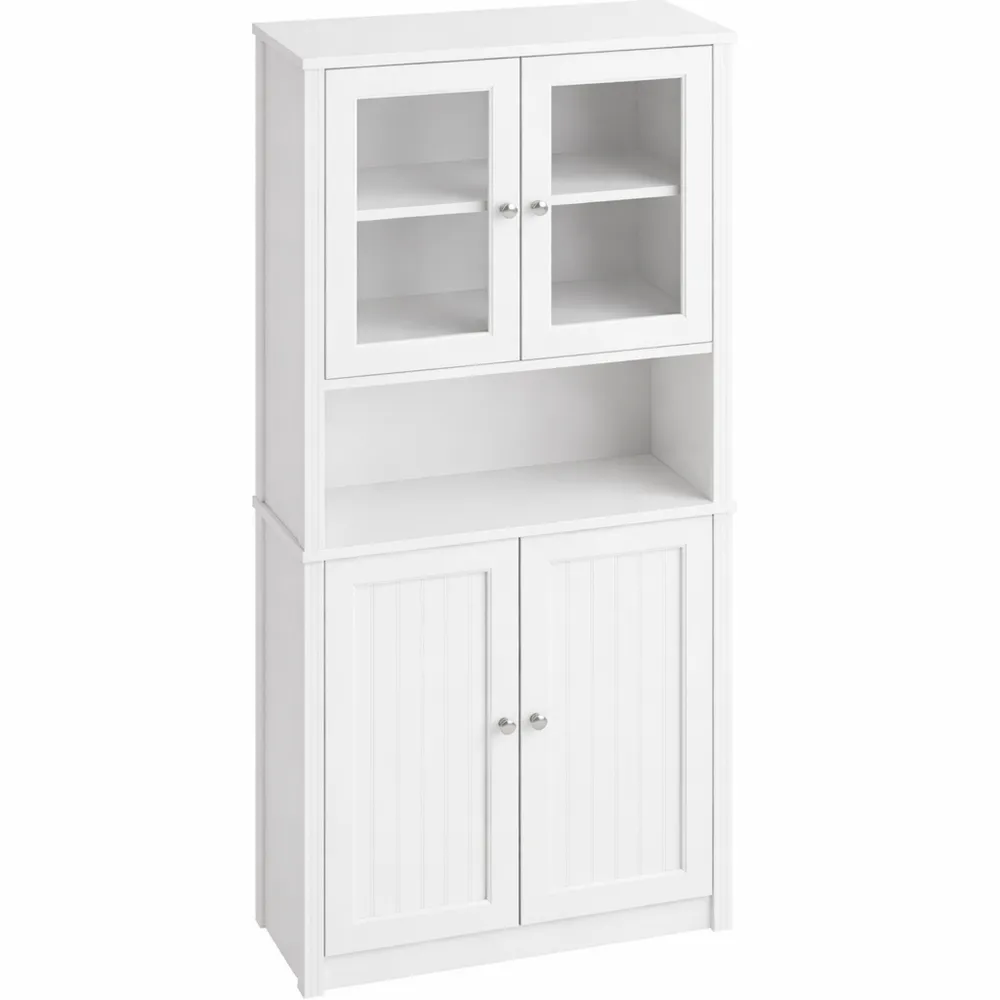 Großer Hochschrank mit Türen für Wohnzimmer oder Esszimmer, weiß