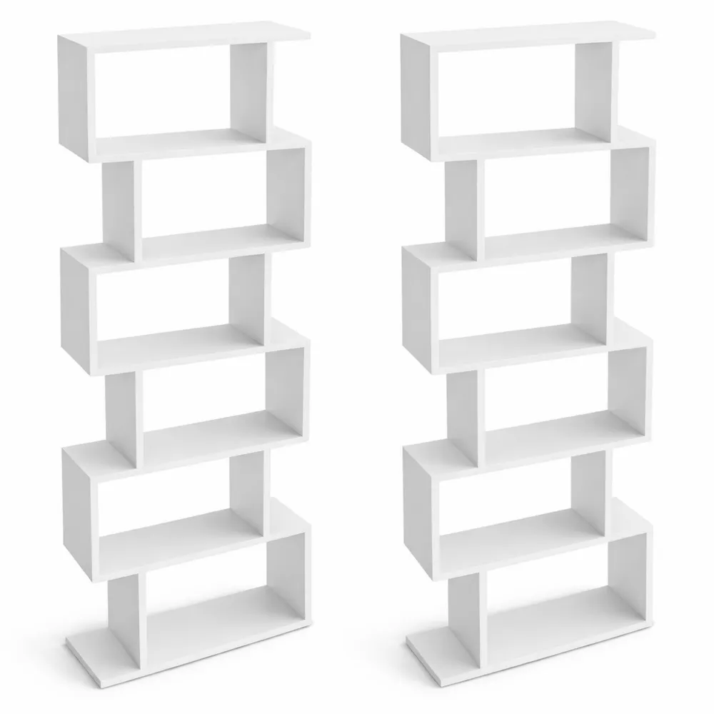 Bücherregal mit 6 Ebenen, freistehend, modern für Wohnzimmer und Büro, weiß