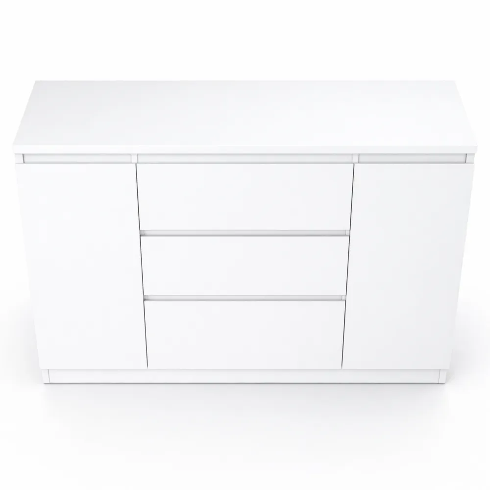 Modernes Sideboard mit Schubladen und Türen, 140 cm, Weiß