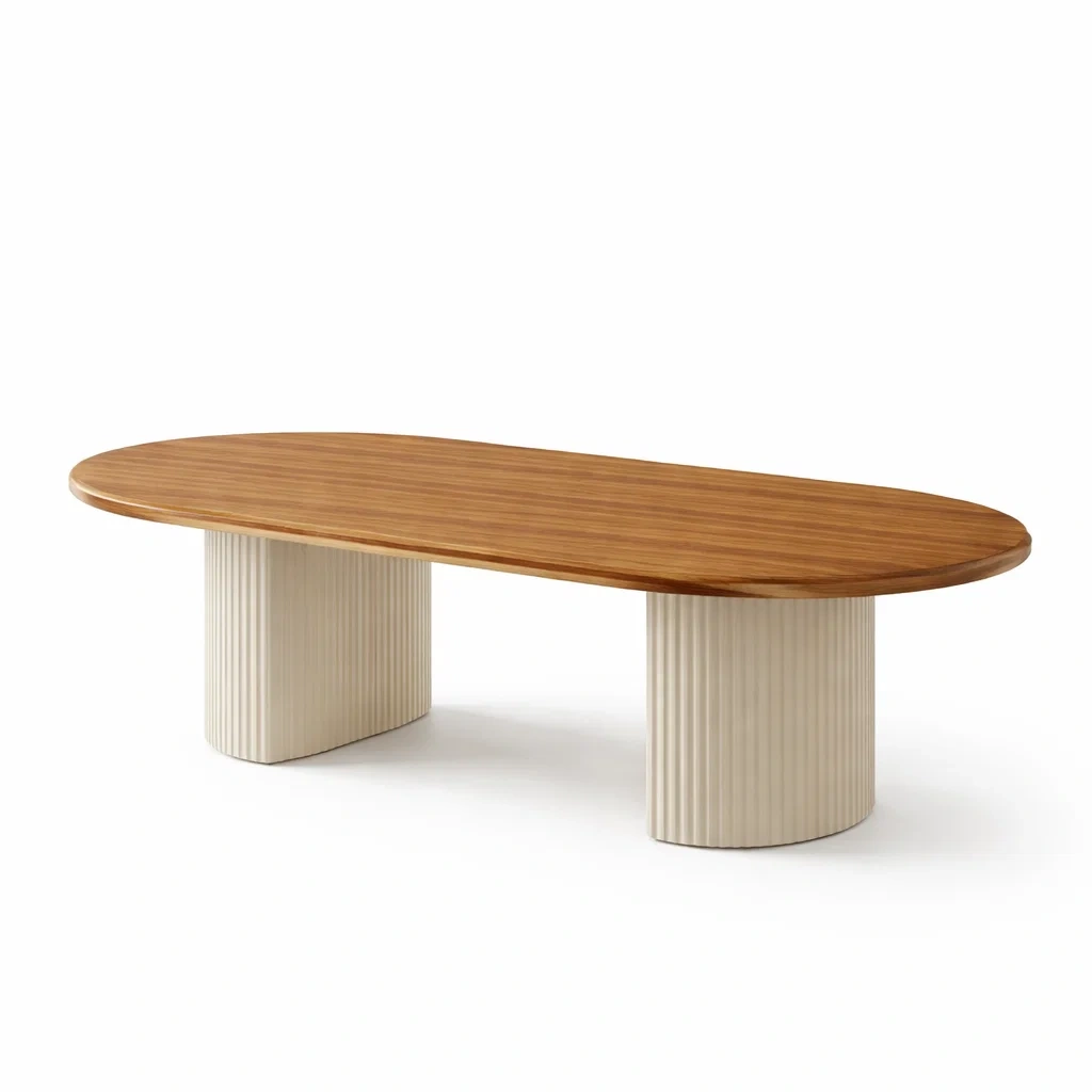 Table à manger ovale en bois et céramique-NESTUPLIFT