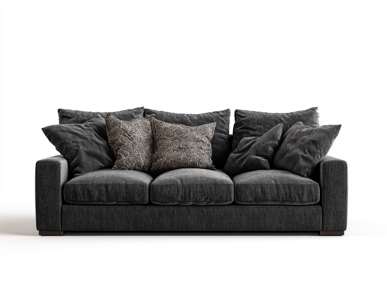 Sofás 3 plazas tapizado cuero sintético 210x90x85 cm - negro - diseño clásico para salón-Nookgoden