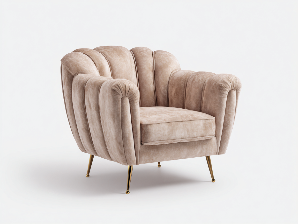 Sillones tapizados de terciopelo 85x80x85 cm - beige - diseño moderno-Nookgoden