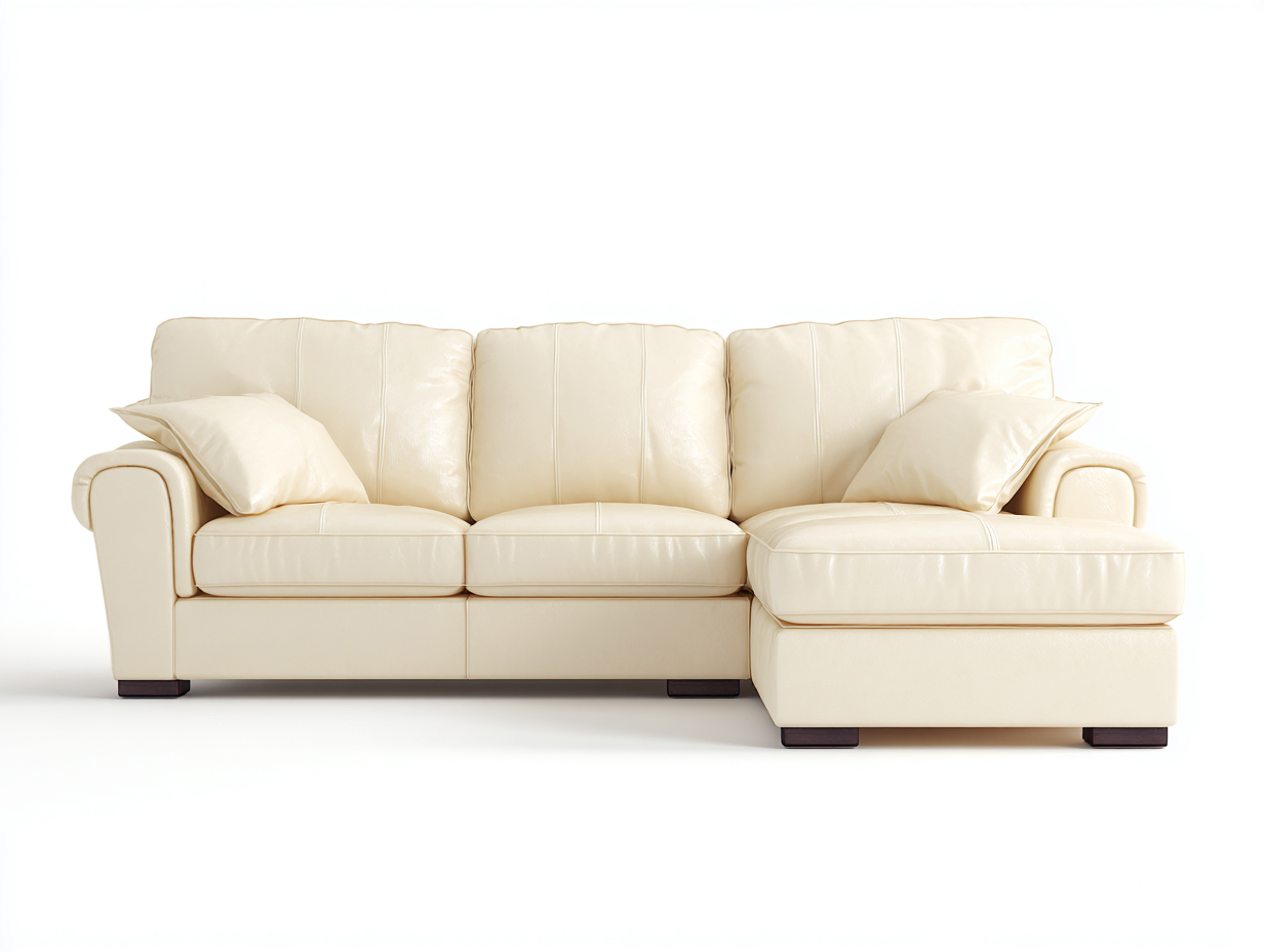 Sofás rinconeros tapizados de cuero sintético 230x160x90 cm - beige - diseño moderno-Nookgoden